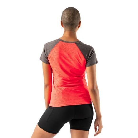 RABBIT Women’s Fiery Coral & Gray Raglan Short Sleeve EZ Tee Perf Top Size Small - Picture 2 of 9